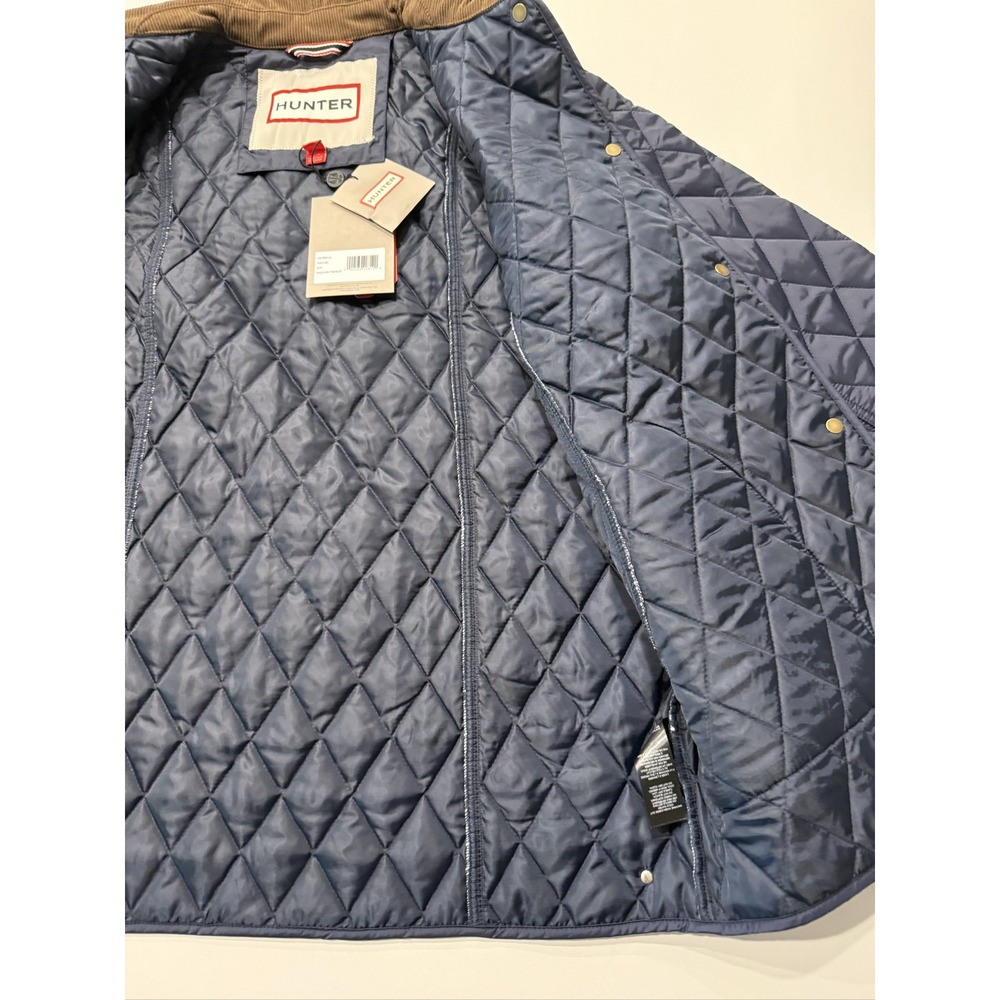 Hunter Rachel Quilted Jacket Women M Blue Snap Button Mid-Length Nylon Coat - Picture 11 of 15